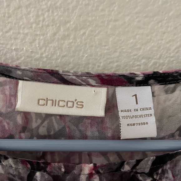 Chico’s  Sheer Scoop Neck Elastic Waist 3/4 sleeve Blouse Medium 8 Chico’s 1 - Picture 6 of 6
